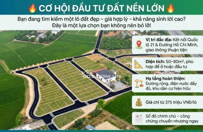 CƠ HỘI VÀNG SỞ HỮU ĐẤT NỀN GIÁ TỐT – TIỀM NĂNG SINH LỜI CAO